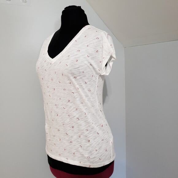 Cynthia Rowley Burnout Love Graphic Sheer V Neckline Short Sleeves T-Shirt - Picture 4 of 9